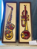 2 - 1962 Richter artcraft MCM Plaques trumpet and saxophone 10 1/2