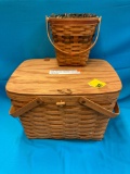 1992 vintage longaberger large picnic basket with hinged lid with toggle closure