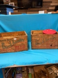 Two wooden crates the burkhardt, fishing waiters, Eastman Kodak camera, Garmin, misc electriconics