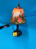 Eight light setting small table lamp with reverse painting