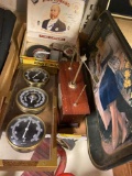 Locks , clocks, weather barometer , Coca-Cola tray