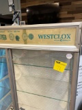 Westclox plexiglass display cabinet , with light