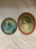 Two brewery trays- Leonard Karn oval portrait, old hollender lager round