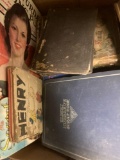 Four flats of vintage books and sheet music