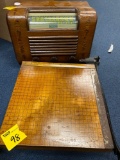 Nice antique radio sonora and vintage wood paper cutter