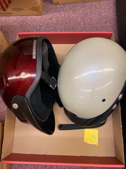 2 very nice motorcycle helmets, bell size medium, hjc size small