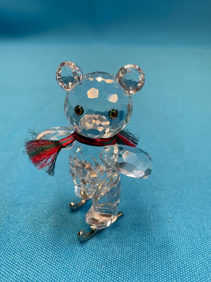 Swarovski crystal figurine ice skating bear with box