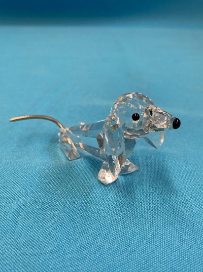 Swarovski crystal dachshund dog with box