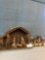 Christmas nativity set figures are 9 inch, manger is 28 inches wide and 19 inches tall