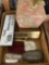 Lot of casket items, framed casket handles