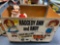 Vintage Raggedy Ann and Andy toy chest with miscellaneous items