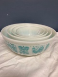 Pyrex nesting bowl blue rooster butter print