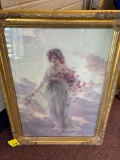 Lady with flowers in floral polychrome frame 27