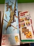 Travel trio pocket games and B-17 airplane model kit