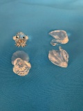 Set of 4 small Swarovski crystal birds