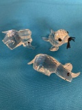 Set of 3 small Swarovski crystal animals, rhino, elephant and seal