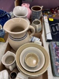 Pottery bowls, pitchers etc 2 flats