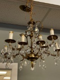 Hanging brass prism chandelier