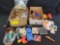 2 boxes of loose toys, scarecrow, space race cards, games, puzzle