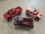 Cabelas Silverado, pink Hummer and metal hot rod car