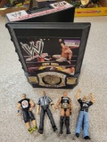 WWE figure case with 4 action figures