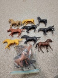 Box lot of various plastic horses