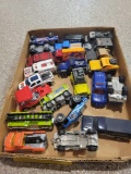 Box of Hot Wheel and Matchbox cars