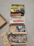 3 model kits, Green Hornet, Thunderbird, Porsche, not all complete