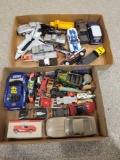 2 boxes of loose cars, space shuttles, trucks