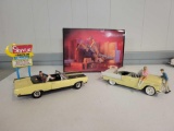 Ertl '55 Chevy Bel Air and '69 Plymouth cars with drive-in accessories and people