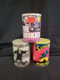 Vintage movie and TV show puzzles in cans, King Kong, Superman, the Rookies