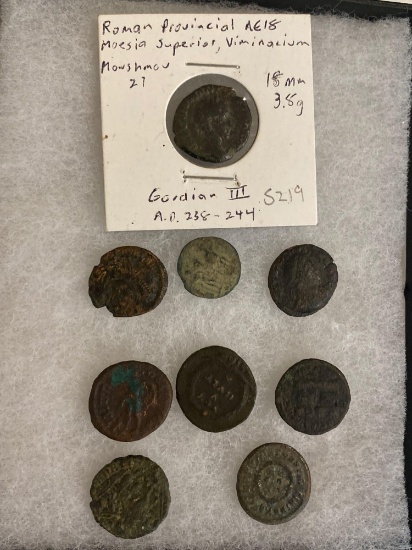(9) Ancient coins.