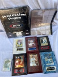 Protective pages fir cards, (6) Indians cards, Athletics memorable moments cards.
