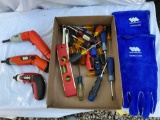 Tools, welding gloves, hand power tools.