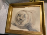 Print of walrus, 21.5 x 18.5 frame size.