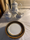 Meakin Classic White Nordic tea set, (6) Godinger saucers.