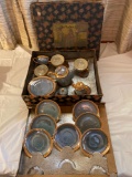 Old Japan toy tea set w/ box, service for four. Missing creamer.