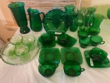 (27) Pcs. Green glass.