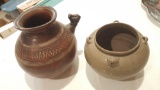 2 older native ceramic pots, one possibly Asian