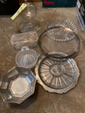 Glassware, pewter bowl & serving plate.