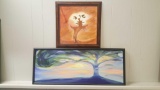 Pair of vintage oil paintings, tree signed Sue Steiner 08