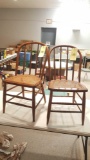 Pair of old caned seat chairs