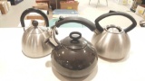 3 steel tea pots