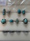 8 turquoise rings and 4 bands