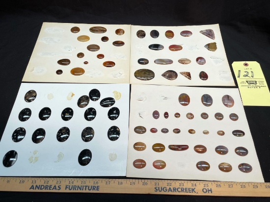4 sheets of polished gem stones
