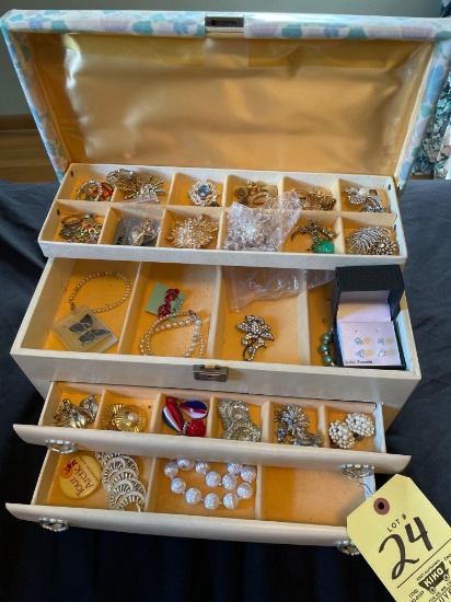 Large jewelry box with costume jewelry