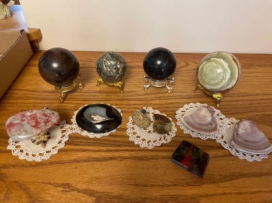 Polished gemstone spheres and stones