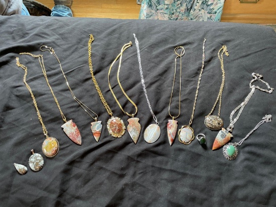 14 polished gemstone necklaces