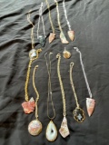 12 polished gemstone necklaces