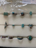 12 turquoise and costume rings